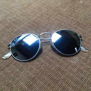 Round Metal Silver Mirror Raybans